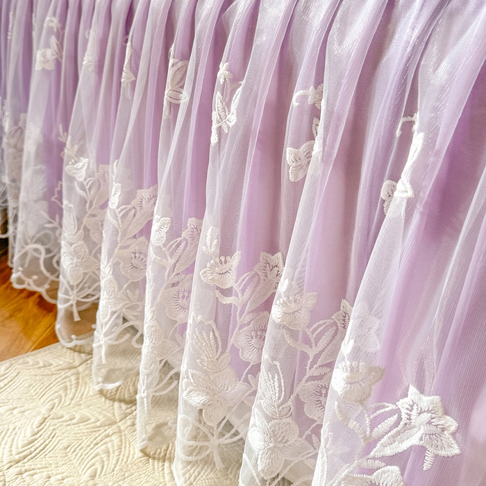 91家纺网 家纺一手货源 找家纺 后庭寝室 2026新款冰感豆豆床裙凉席夏被空调被四件套-花语系列 花语-浅紫