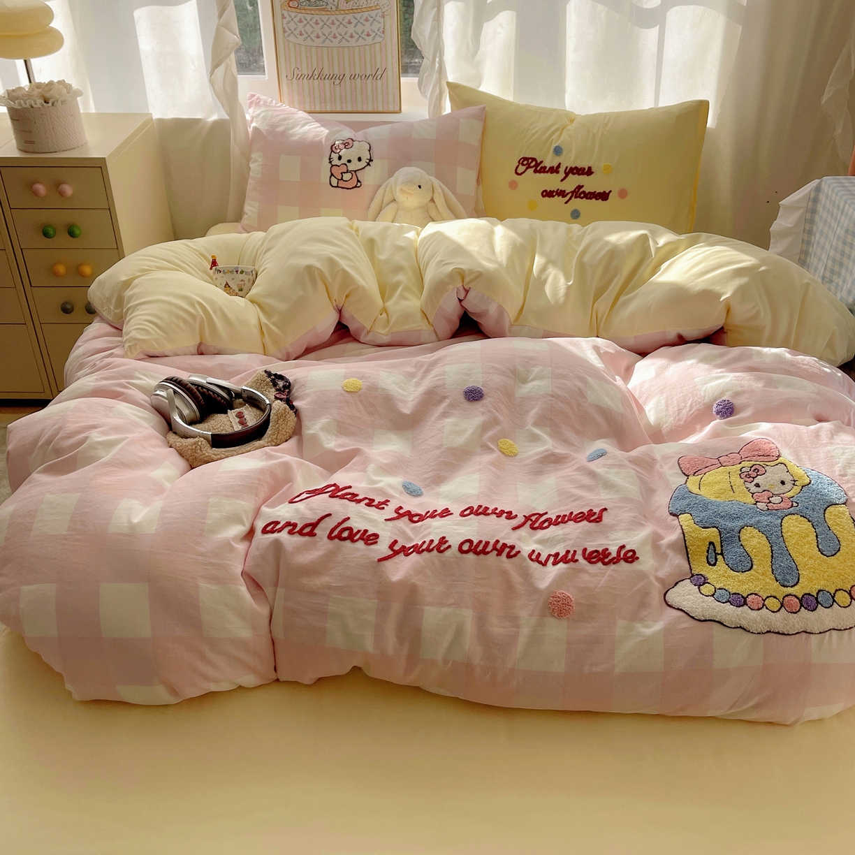 韩都家居 2026春夏新款亲肤舒适毛巾绣四件套（包含买家秀原图） 蛋糕奶油猫