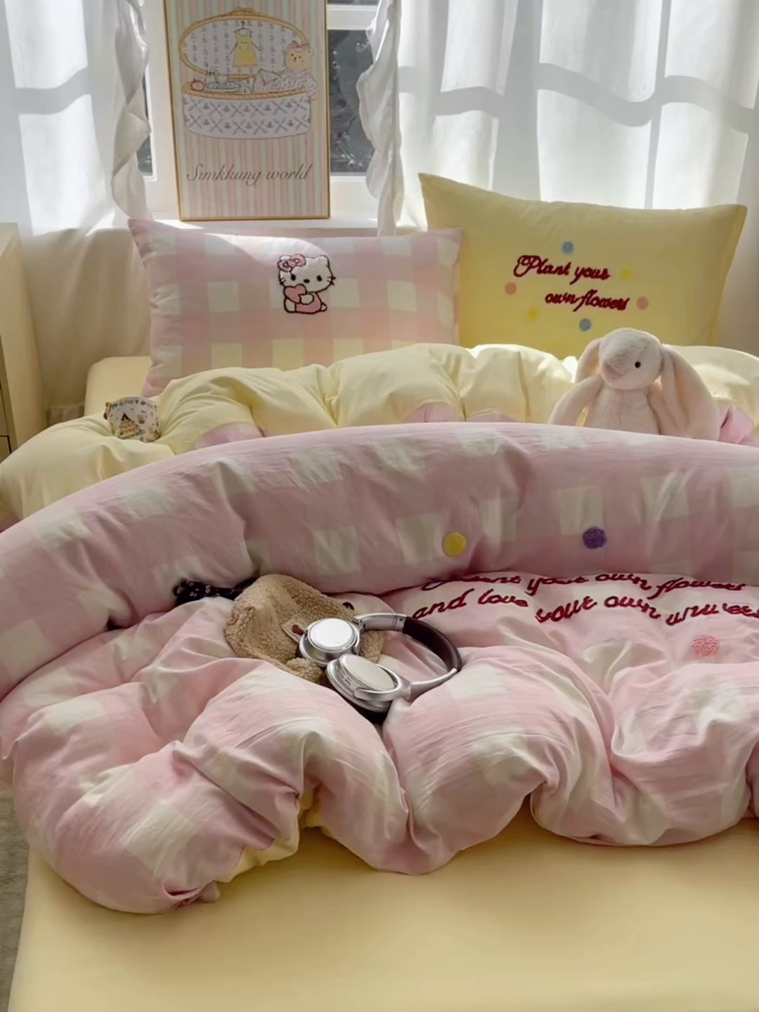 91家纺网 家纺一手货源 找家纺 韩都家居 2026春夏新款亲肤舒适毛巾绣四件套（包含买家秀原图） 蛋糕奶油猫