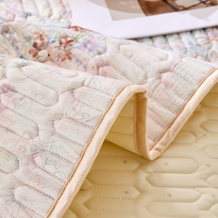 91家纺网 家纺一手货源 找家纺 羽梦家纺 2026新款冰柔丝乳胶床单款凉席云间花境