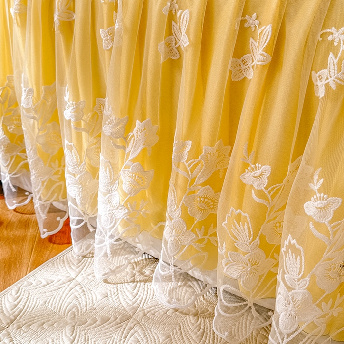 91家纺网 家纺一手货源 找家纺 后庭寝室 2026新款冰感豆豆床裙凉席夏被空调被四件套-花语系列 花语-嫩黄