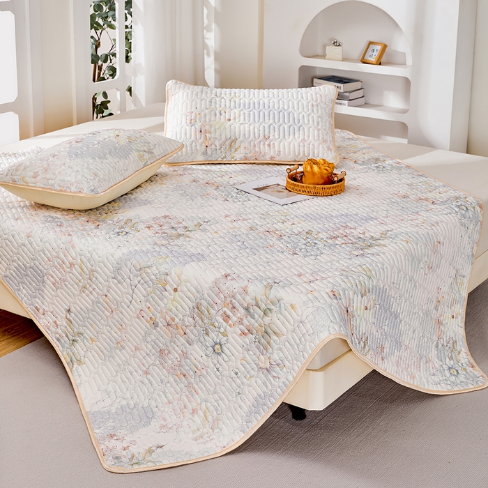 91家纺网 家纺一手货源 找家纺 羽梦家纺 2026新款冰柔丝乳胶床单款凉席烟霞织梦