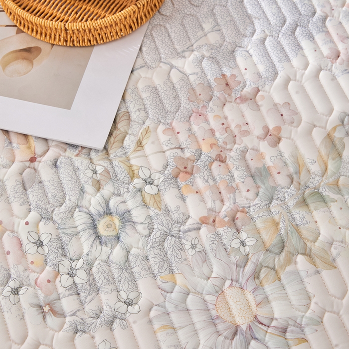 91家纺网 家纺一手货源 找家纺 羽梦家纺 2026新款冰柔丝乳胶床单款凉席烟霞织梦