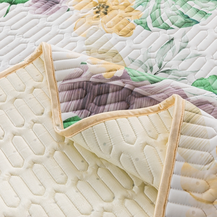 91家纺网 家纺一手货源 找家纺 羽梦家纺 2026新款冰柔丝乳胶床单款凉席叶韵