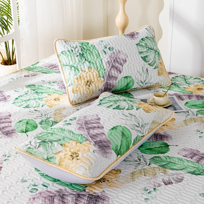 91家纺网 家纺一手货源 找家纺 羽梦家纺 2026新款冰柔丝乳胶床单款凉席叶韵