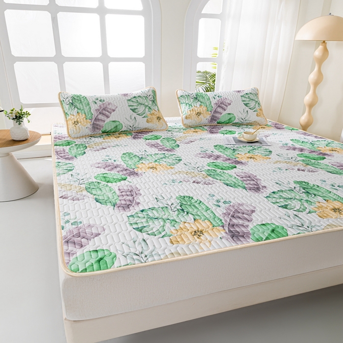 91家纺网 家纺一手货源 找家纺 羽梦家纺 2026新款冰柔丝乳胶床单款凉席叶韵