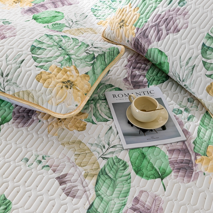 91家纺网 家纺一手货源 找家纺 羽梦家纺 2026新款冰柔丝乳胶床单款凉席叶韵