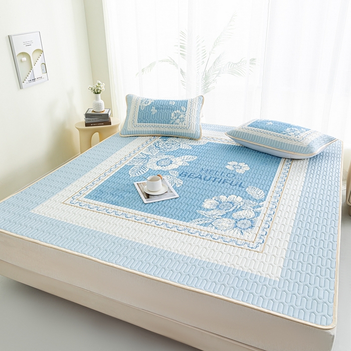 91家纺网 家纺一手货源 找家纺 羽梦家纺 2026新款冰柔丝乳胶床单款凉席伊芙丽