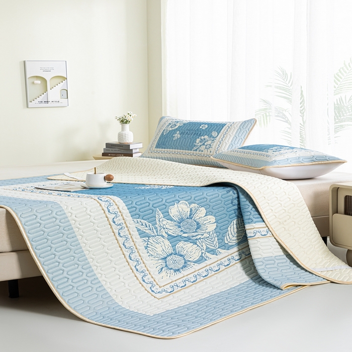 91家纺网 家纺一手货源 找家纺 羽梦家纺 2026新款冰柔丝乳胶床单款凉席伊芙丽