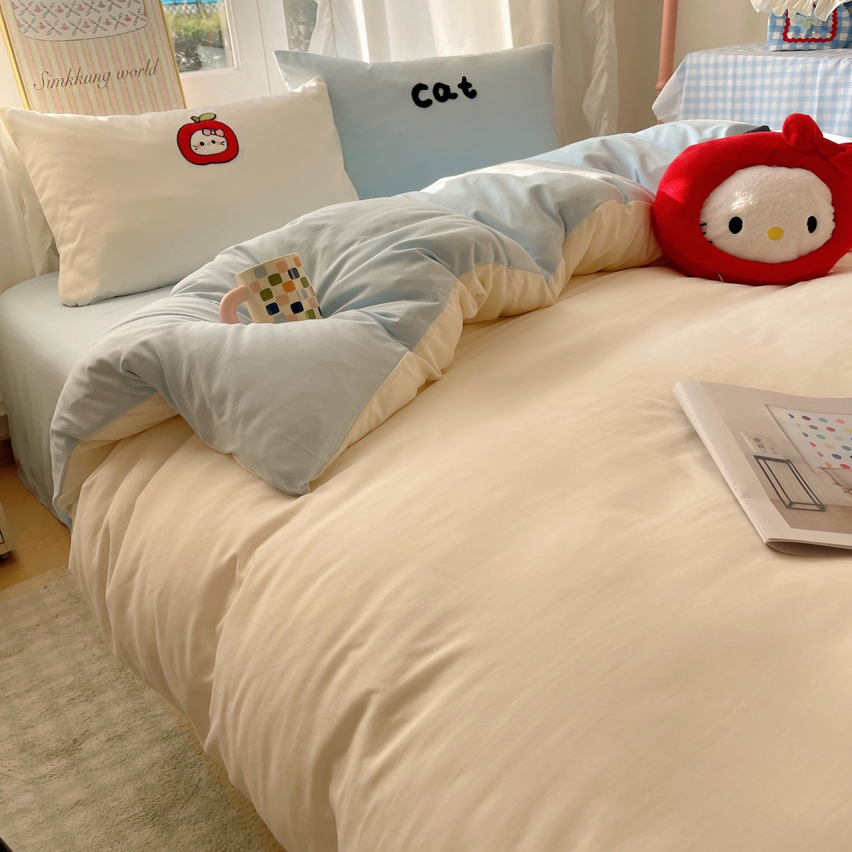 91家纺网 家纺一手货源 找家纺 韩都家居 2026春夏新款亲肤舒适毛巾绣四件套（包含买家秀原图） 猫咪物语