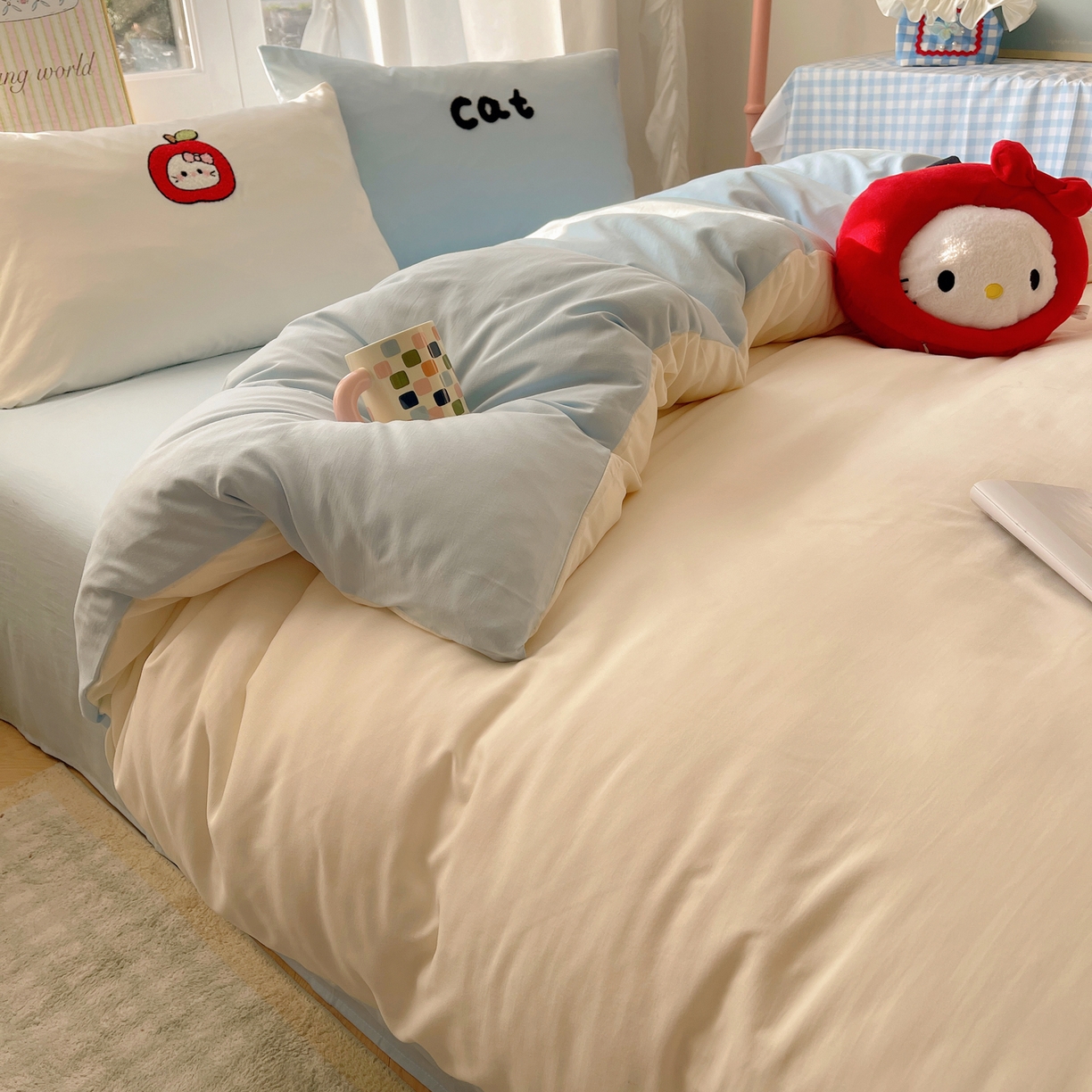 91家纺网 家纺一手货源 找家纺 韩都家居 2026春夏新款亲肤舒适毛巾绣四件套（包含买家秀原图） 猫咪物语