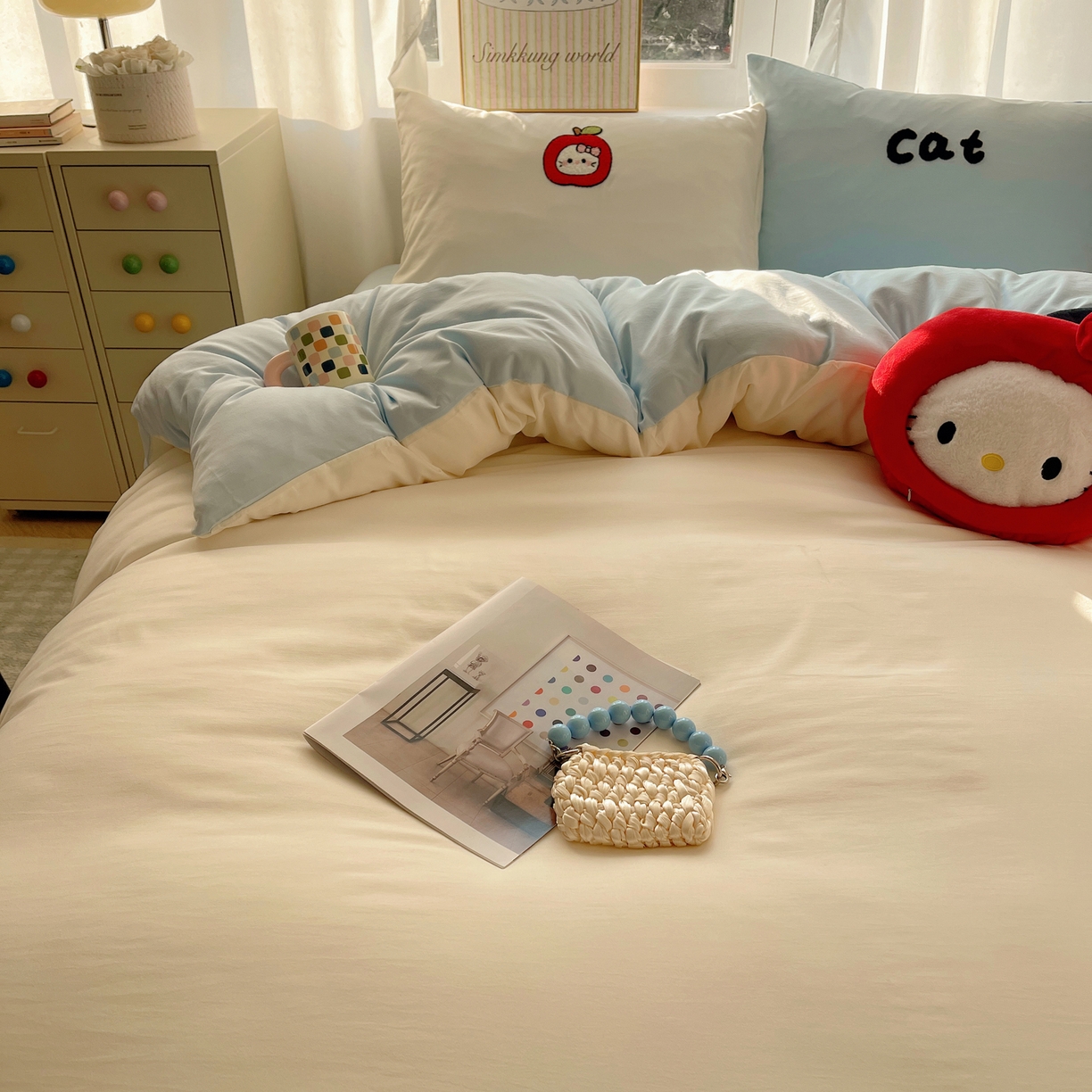 91家纺网 家纺一手货源 找家纺 韩都家居 2026春夏新款亲肤舒适毛巾绣四件套（包含买家秀原图） 猫咪物语