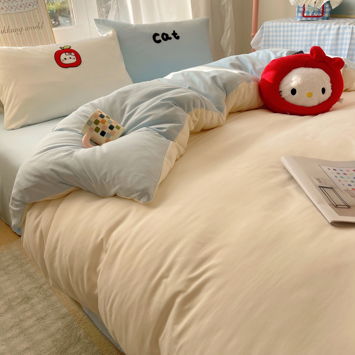 91家纺网 家纺一手货源 找家纺 韩都家居 2026春夏新款亲肤舒适毛巾绣四件套（包含买家秀原图） 猫咪物语