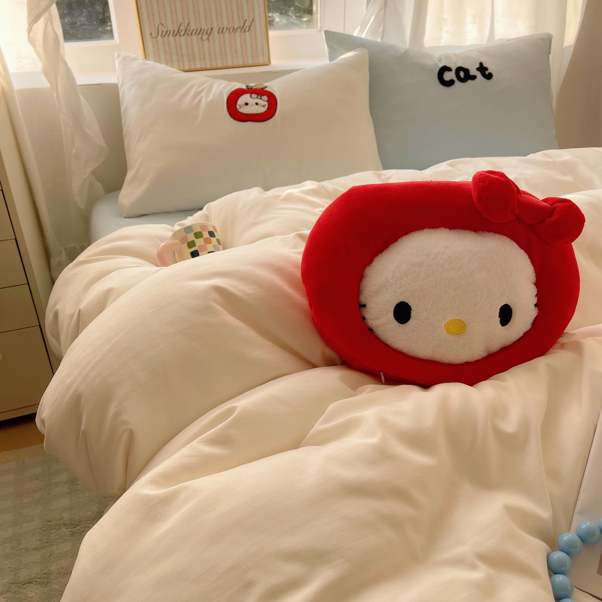 91家纺网 家纺一手货源 找家纺 韩都家居 2026春夏新款亲肤舒适毛巾绣四件套（包含买家秀原图） 猫咪物语