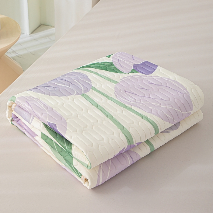 91家纺网 家纺一手货源 找家纺 羽梦家纺 2026新款冰柔丝乳胶床单款凉席郁金香