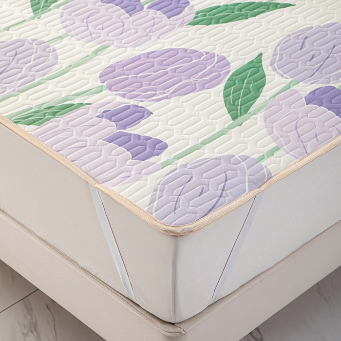 91家纺网 家纺一手货源 找家纺 羽梦家纺 2026新款冰柔丝乳胶床单款凉席郁金香