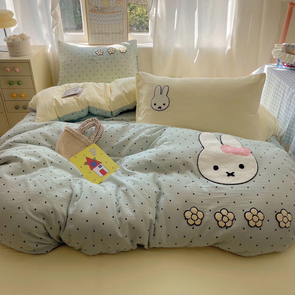 韩都家居 2026春夏新款亲肤舒适毛巾绣四件套（包含买家秀原图） 米菲兔