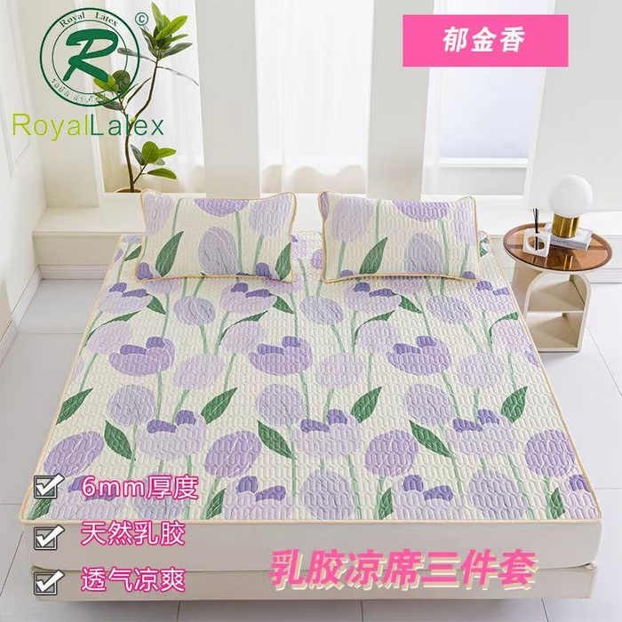 羽梦家纺 2026新款冰柔丝乳胶床单款凉席郁金香