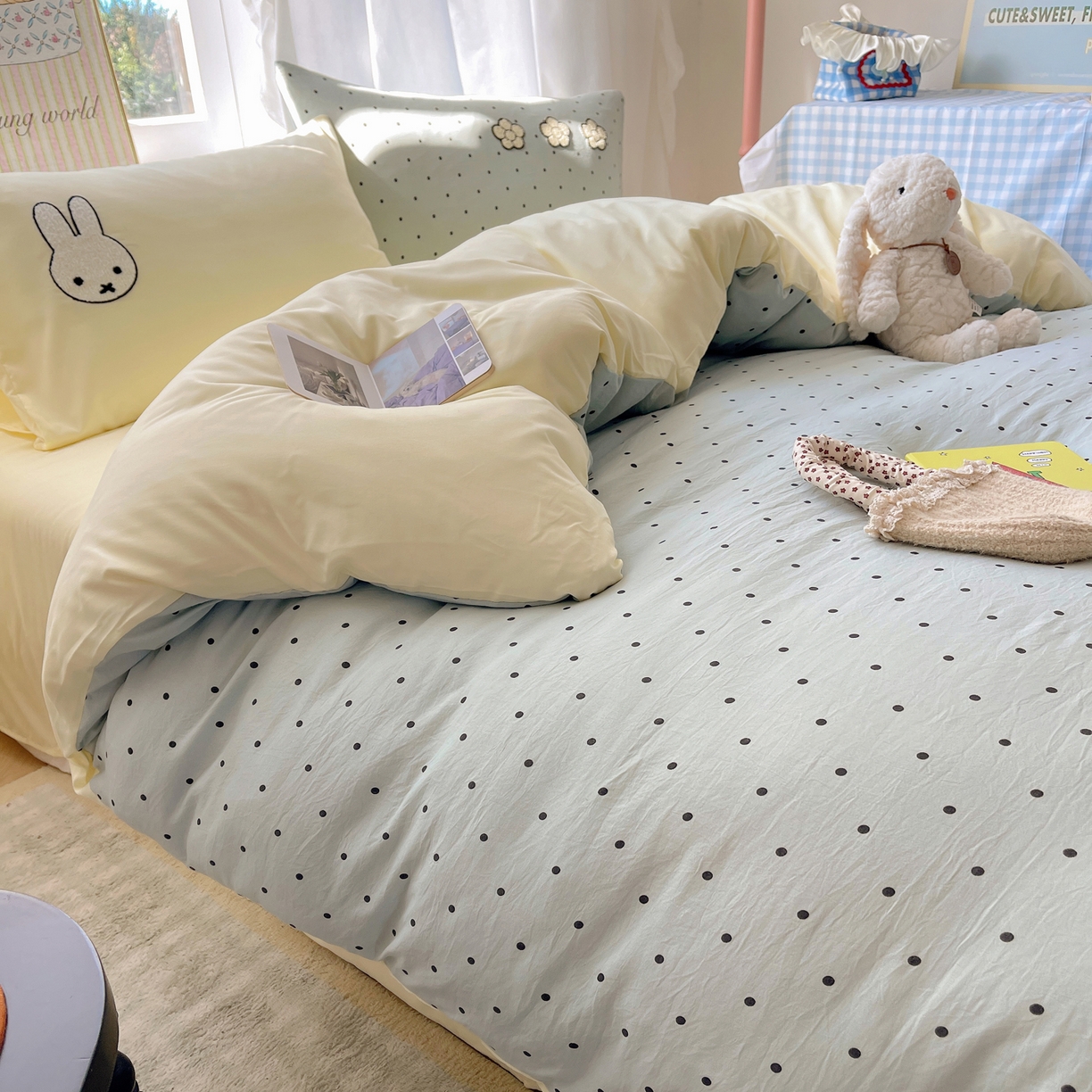 91家纺网 家纺一手货源 找家纺 韩都家居 2026春夏新款亲肤舒适毛巾绣四件套（包含买家秀原图） 米菲兔