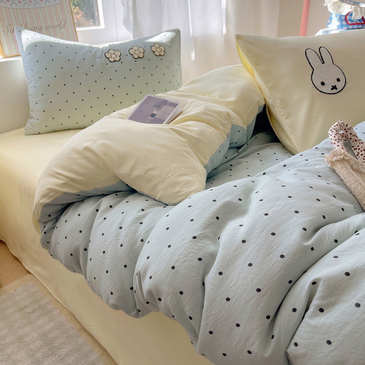 91家纺网 家纺一手货源 找家纺 韩都家居 2026春夏新款亲肤舒适毛巾绣四件套（包含买家秀原图） 米菲兔