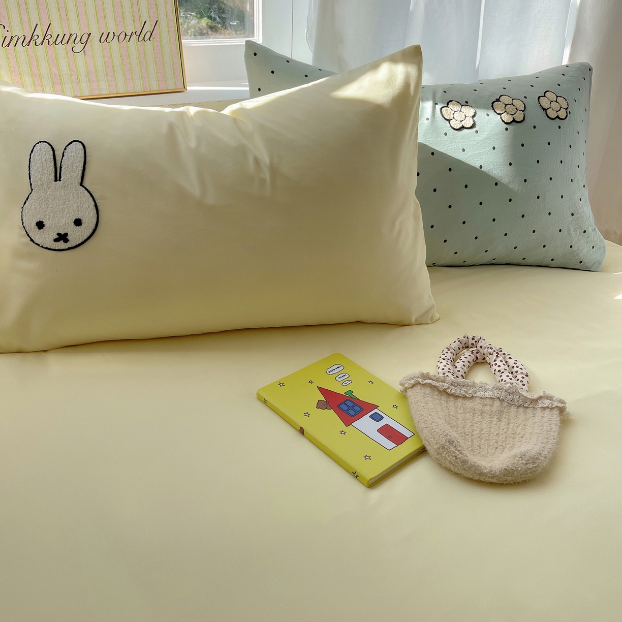 91家纺网 家纺一手货源 找家纺 韩都家居 2026春夏新款亲肤舒适毛巾绣四件套（包含买家秀原图） 米菲兔