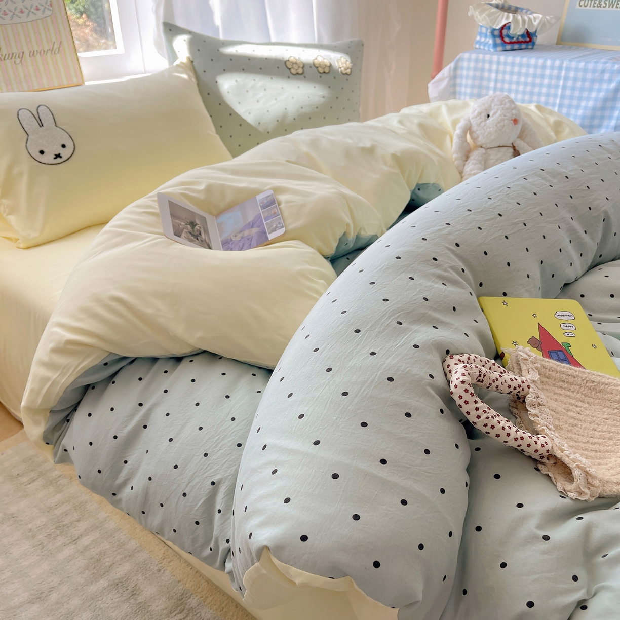 91家纺网 家纺一手货源 找家纺 韩都家居 2026春夏新款亲肤舒适毛巾绣四件套（包含买家秀原图） 米菲兔