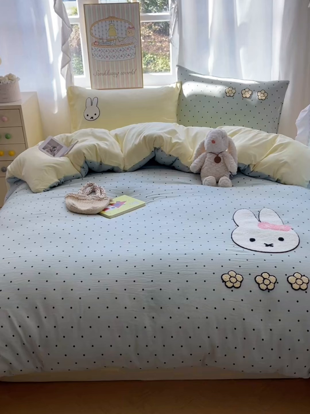 91家纺网 家纺一手货源 找家纺 韩都家居 2026春夏新款亲肤舒适毛巾绣四件套（包含买家秀原图） 米菲兔