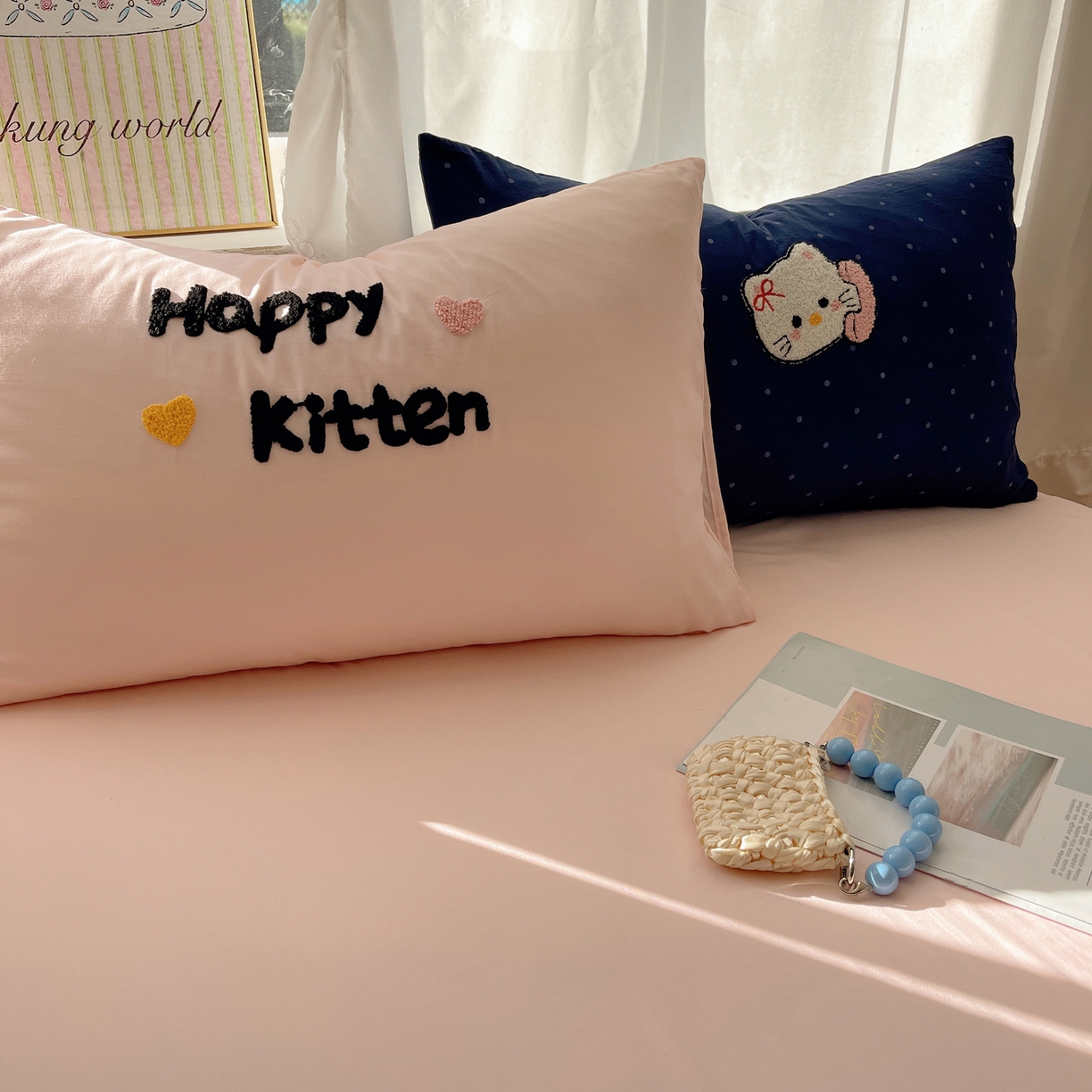 91家纺网 家纺一手货源 找家纺 韩都家居 2026春夏新款亲肤舒适毛巾绣四件套（包含买家秀原图） 趣味喵喵