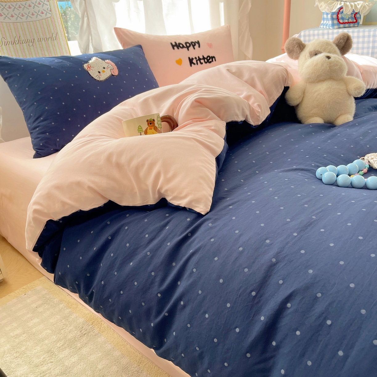 91家纺网 家纺一手货源 找家纺 韩都家居 2026春夏新款亲肤舒适毛巾绣四件套（包含买家秀原图） 趣味喵喵