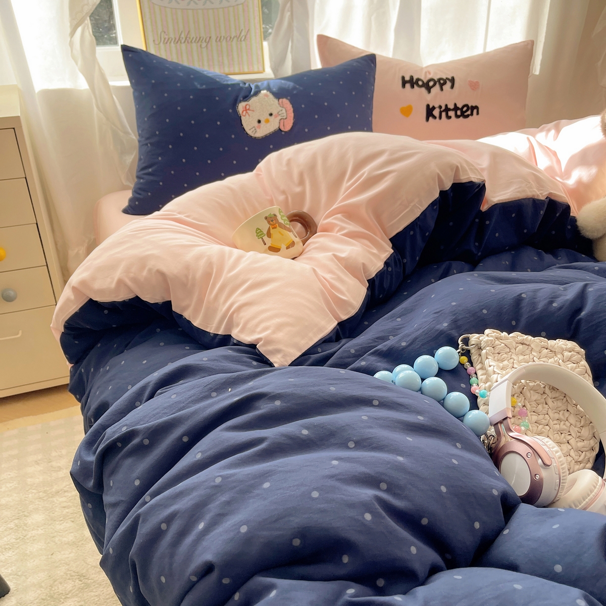 91家纺网 家纺一手货源 找家纺 韩都家居 2026春夏新款亲肤舒适毛巾绣四件套（包含买家秀原图） 趣味喵喵