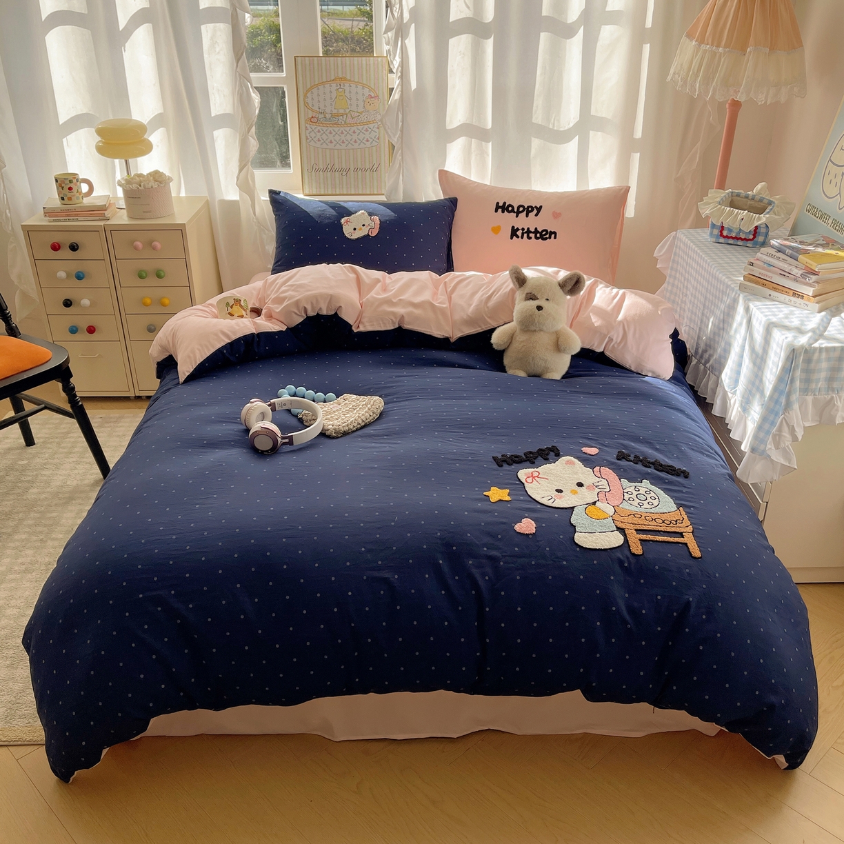 91家纺网 家纺一手货源 找家纺 韩都家居 2026春夏新款亲肤舒适毛巾绣四件套（包含买家秀原图） 趣味喵喵