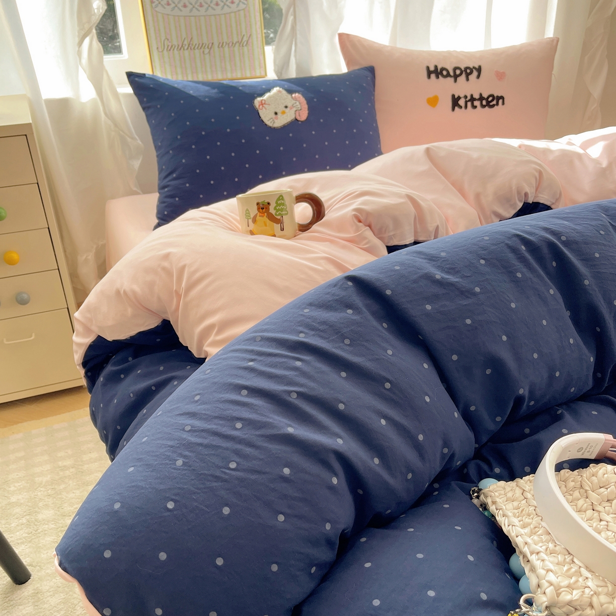 91家纺网 家纺一手货源 找家纺 韩都家居 2026春夏新款亲肤舒适毛巾绣四件套（包含买家秀原图） 趣味喵喵