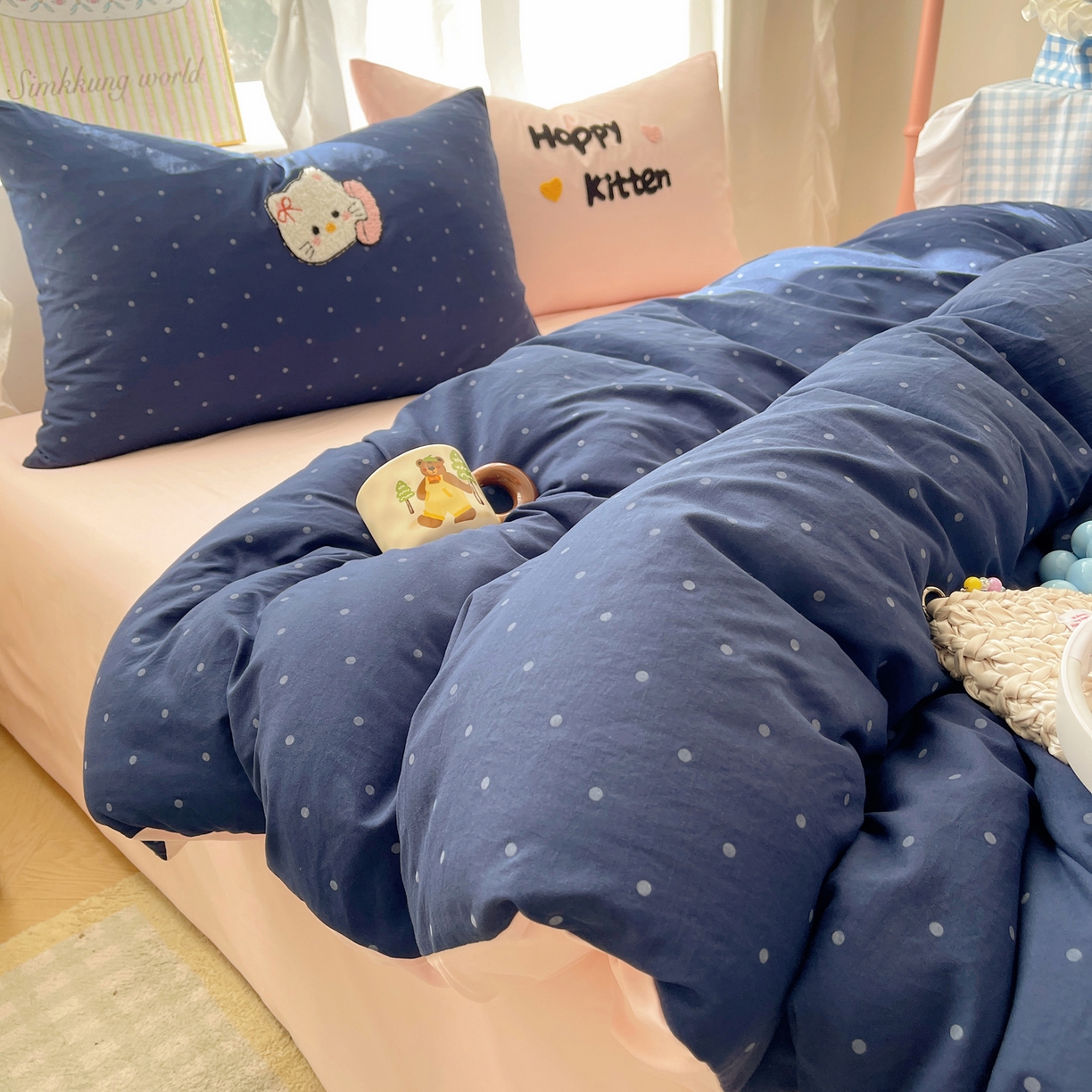 91家纺网 家纺一手货源 找家纺 韩都家居 2026春夏新款亲肤舒适毛巾绣四件套（包含买家秀原图） 趣味喵喵