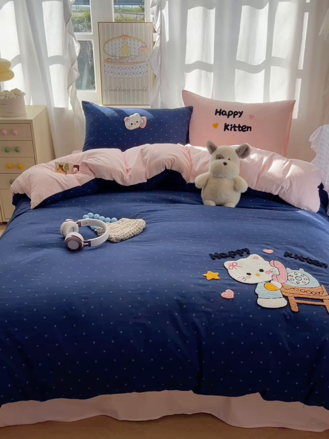 91家纺网 家纺一手货源 找家纺 韩都家居 2026春夏新款亲肤舒适毛巾绣四件套（包含买家秀原图） 趣味喵喵