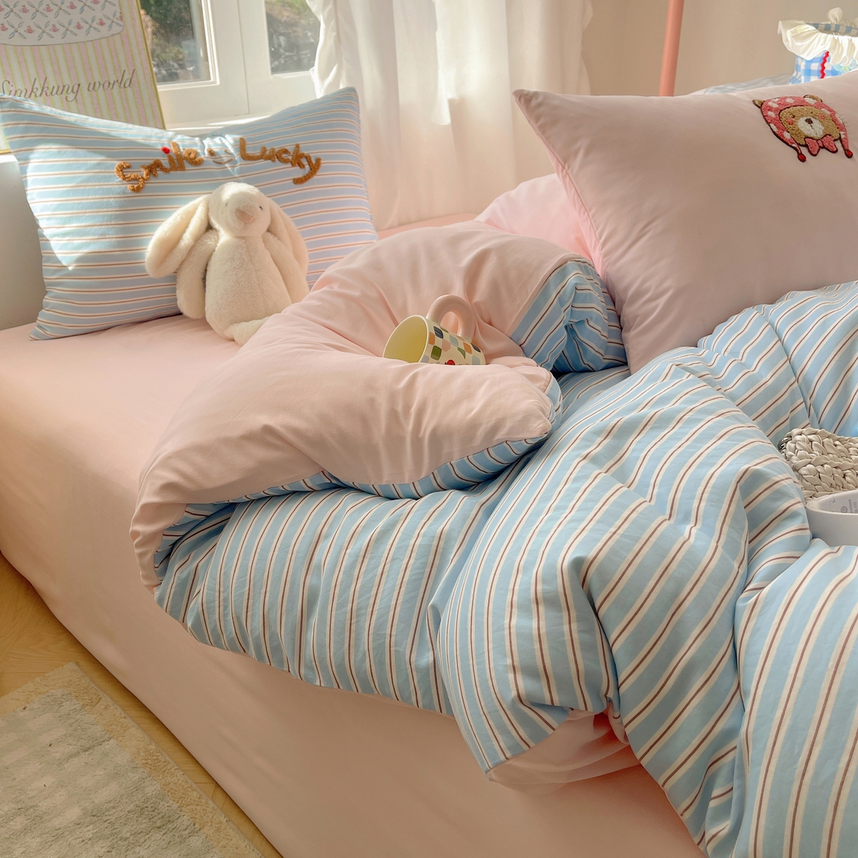 91家纺网 家纺一手货源 找家纺 韩都家居 2026春夏新款亲肤舒适毛巾绣四件套（包含买家秀原图） 三只熊