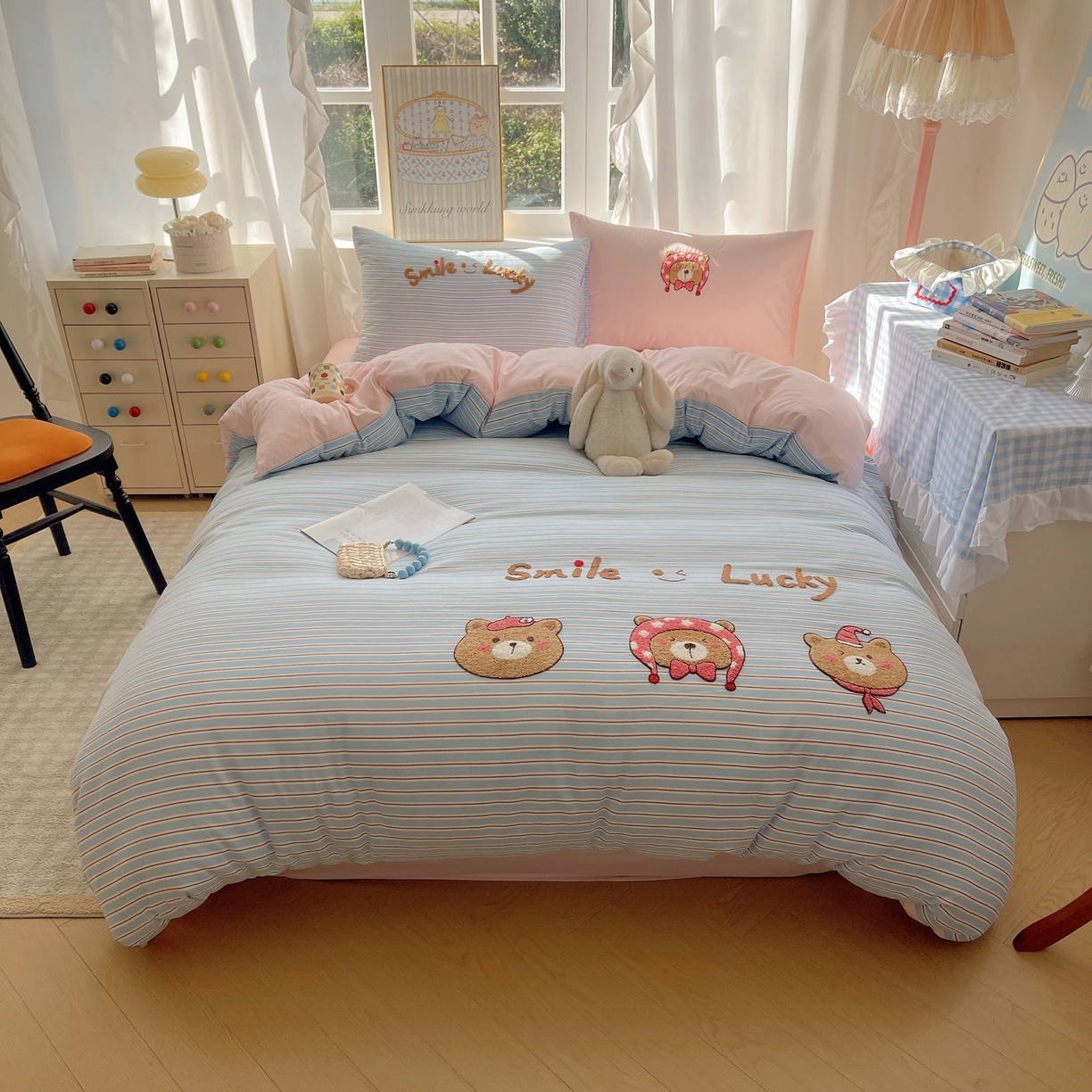 91家纺网 家纺一手货源 找家纺 韩都家居 2026春夏新款亲肤舒适毛巾绣四件套（包含买家秀原图） 三只熊