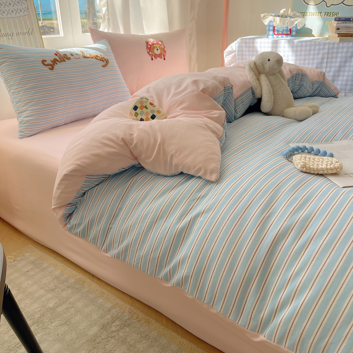 91家纺网 家纺一手货源 找家纺 韩都家居 2026春夏新款亲肤舒适毛巾绣四件套（包含买家秀原图） 三只熊