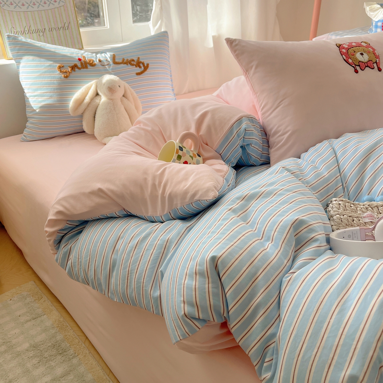 91家纺网 家纺一手货源 找家纺 韩都家居 2026春夏新款亲肤舒适毛巾绣四件套（包含买家秀原图） 三只熊