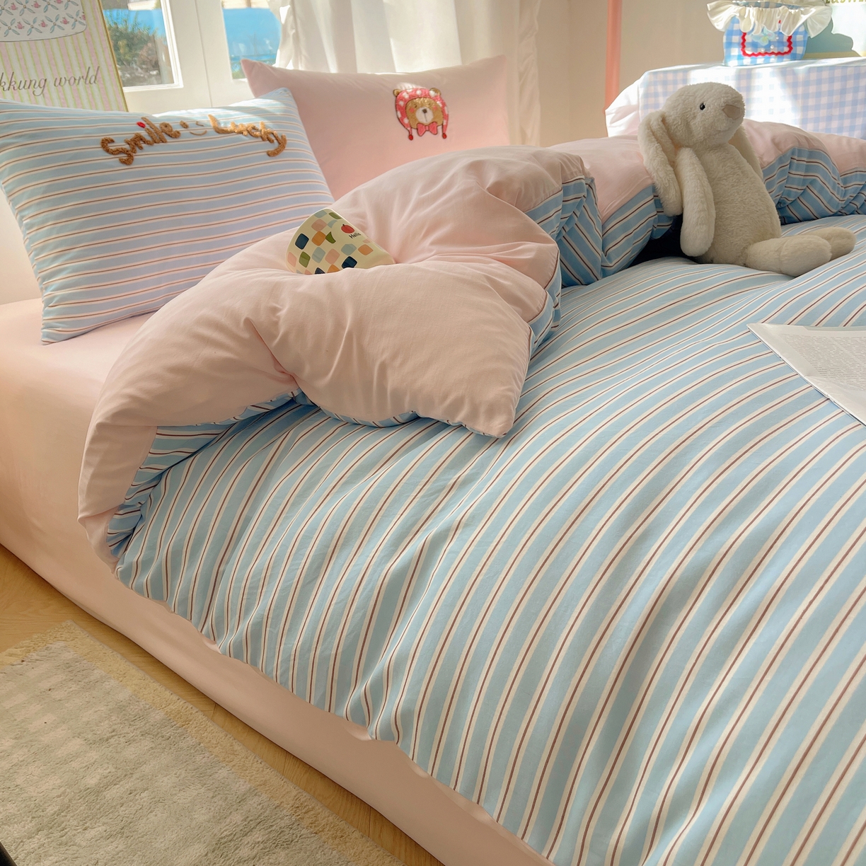 91家纺网 家纺一手货源 找家纺 韩都家居 2026春夏新款亲肤舒适毛巾绣四件套（包含买家秀原图） 三只熊