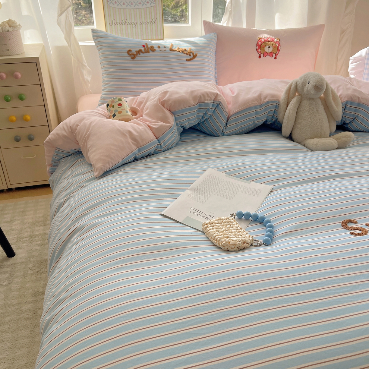 91家纺网 家纺一手货源 找家纺 韩都家居 2026春夏新款亲肤舒适毛巾绣四件套（包含买家秀原图） 三只熊