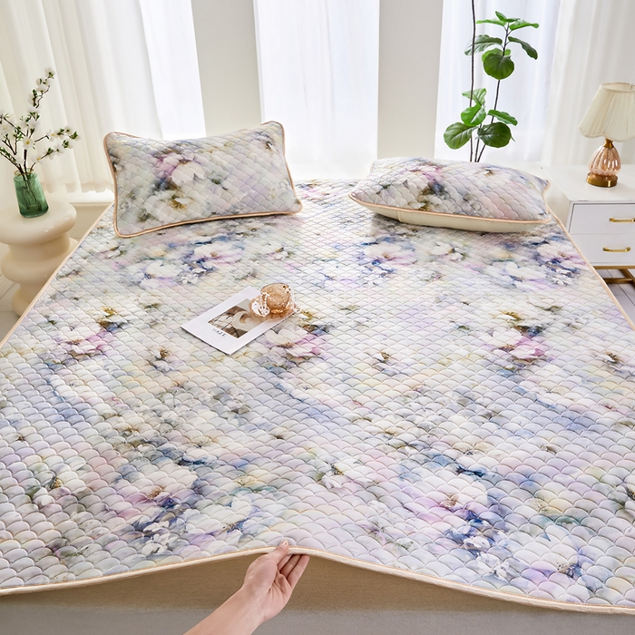 91家纺网 家纺一手货源 找家纺 羽梦家纺 2026新款凉席硅胶席子 雾里看花