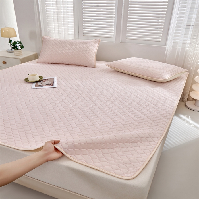 91家纺网 家纺一手货源 找家纺 羽梦家纺 2026新款凉席硅胶席子 柔云粉