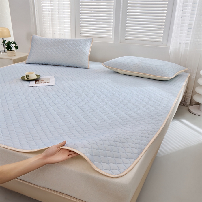 91家纺网 家纺一手货源 找家纺 羽梦家纺 2026新款凉席硅胶席子 淡蓝色