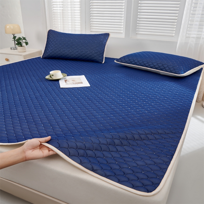 91家纺网 家纺一手货源 找家纺 羽梦家纺 2026新款凉席硅胶席子 深睡蓝