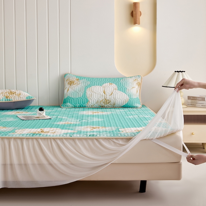 91家纺网 家纺一手货源 找家纺 （总）羽梦家纺 2026新款冰柔丝乳胶床裙款凉席