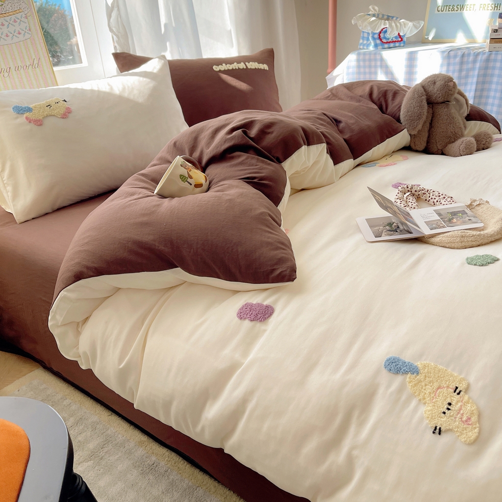 91家纺网 家纺一手货源 找家纺 韩都家居 2026春夏新款亲肤舒适毛巾绣四件套（包含买家秀原图） 顽皮猫