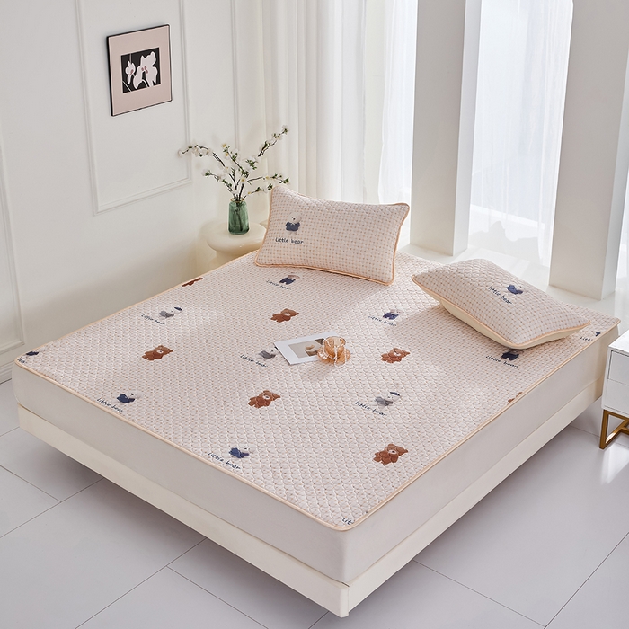 91家纺网 家纺一手货源 找家纺 羽梦家纺 2026新款凉席硅胶席子 元气小熊