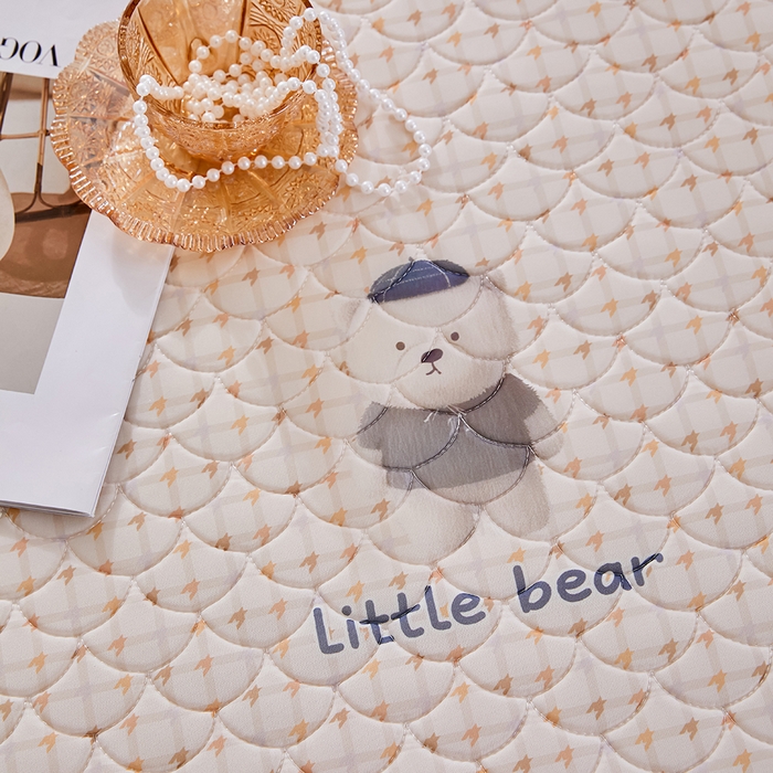 91家纺网 家纺一手货源 找家纺 羽梦家纺 2026新款凉席硅胶席子 元气小熊