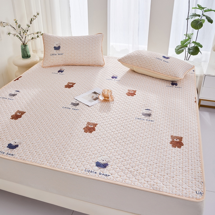 91家纺网 家纺一手货源 找家纺 羽梦家纺 2026新款凉席硅胶席子 元气小熊