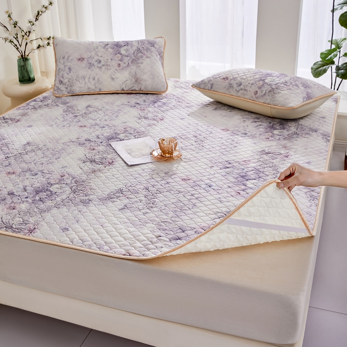 91家纺网 家纺一手货源 找家纺 羽梦家纺 2026新款凉席硅胶席子 雾岛听花